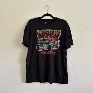 NWT, Men’s Junk Food Clothing Black Graphic Mustang T-Shirt